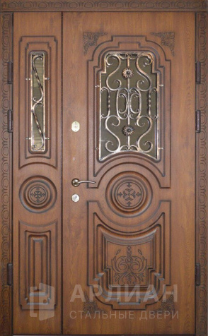 Фото «Уличная дверь со стеклопакетом и ковкой  №331»